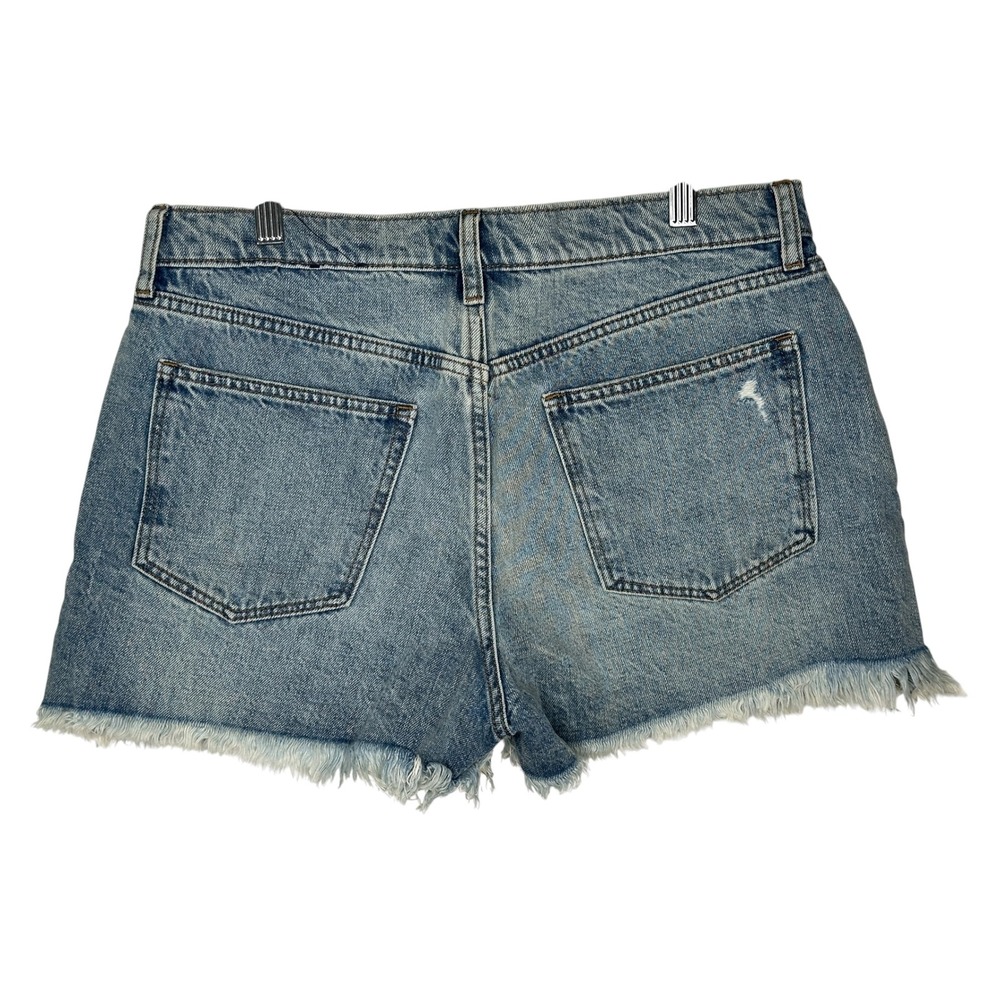 NEW Gap Denim Shorts 30 Light Indigo Distressed High Rise Frayed Hem Button Fly - Picture 2 of 8